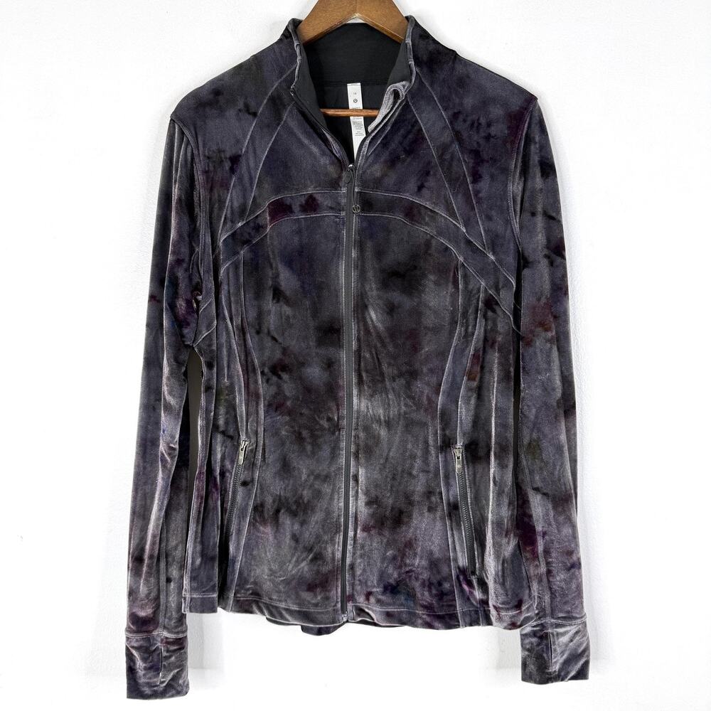 Lululemon Define Velour Jacket Womens 18 Gray Tie Dye Interstellar LWA8S5L